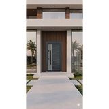 LİV Concept Modern Antrasit Çelik Kapı - Çizgi Desenli Ve Alüminyum Detaylı