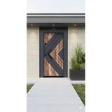 Liv Concept Modern Antrasit & Doğal Ahşap Görünümlü Villa Çelik Kapı