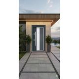 LİV Concept Modern Line Antrasit Ve Beyaz Villa Tipi Çelik Kapı - Özel Tasarım Çizgili Panel
