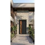 Liv Concept Modern Lüks Kompozit Villa Çelik Kapı - Antrasit Ve Ahşap Tasarım - 110X210 Cm (Pervazdan Pervaza)