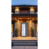 LİV Concept Modern Lüks Villa Tipi Çelik Kapı - Beyaz/antrasit Dekorlu (110x210 Cm Pervazdan Pervaza) - Paslanmaz Krom Kollu
