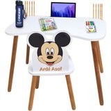 Liva Ahşap Çocuk Aktivite Masa ve Sandalye Takımı 4-12 Yaş Beyaz MDF Montessori Tasarım 60 cm Yükseklik