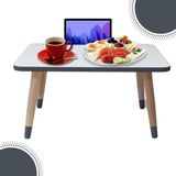 Liva Ahşap Laptop Tablet Bilgisyar ve Kahvaltı Sehpası Çalışma Masası - 59 x 43cm - Gri - Beyaz
