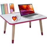 Liva Ahşap Laptop Tablet Bilgisyar ve Kahvaltı Sehpası Çalışma Masası - 59x43cm - Pembe