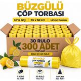 Liva Ambalaj Büzgülü Çöp Torbası Orta Boy 55X60 cm Limon Kokulu 20 Rulo 200 Adet