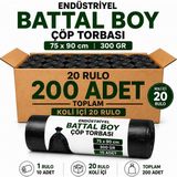 Liva Ambalaj Endüstriyel Battal Boy Çöp Torbası 75x90 cm 300 gr - 20 Rulo x 10 Adet (Toplam 200 Adet) Kalın ve Dayanıklı Siyah Çöp Poşeti - 75 x 90 cm
