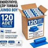 Liva Ambalaj Endüstriyel Çöp Torbası Jumbo Boy 80X110 cm 400 gr 12 Rulo 120 Adet Mavi Çöp Poşeti - 80 x 110 cm