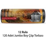 Liva Ambalaj Endüstriyel Jumbo Boy Çöp Torbası 80X110 cm (12 Rulo - 120 Adet) Sızdırmaz Kalın Çöp Poşeti 300GR - 80 x 110 cm