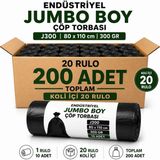 Liva Ambalaj Endüstriyel Jumbo Boy Çöp Torbası 80X110 cm 300 gr - 20 Rulo x 10 Adet (Toplam 200 Adet) Kalın ve Dayanıklı Siyah Çöp Poşeti - 80 x 110 cm