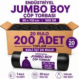 Liva Ambalaj Endüstriyel Jumbo Boy Çöp Torbası 80X110 cm 500 gr Extra Kalın Bahçe Atıkları Ağır Atık Çöp Poşeti 200 Adet