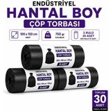 Liva Ambalaj Hantal Boy Çöp Torbası 100X150 cm 750 gr Endüstriyel Büyük Boy Çöp Poşeti 3 Rulo 30 Adet
