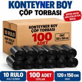 Liva Ambalaj Konteyner Boy Çöp Torbası 120X150 cm Endüstriyel Boy Çöp Poşeti 10 Rulo 100 Adet - 120 x 150 cm