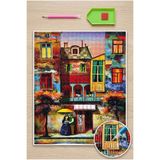 LİVA CRAFT Art & Craft Elmas Mozaik Tablo, 50x40cm Apartmanlar Boncuk Yapıştırma Kiti