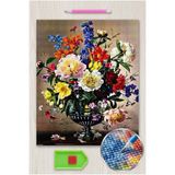 LİVA CRAFT Art & Craft Elmas Mozaik Tablo, 50x40cm Vazoda Çiçekler Boncuk Yapıştırma Kiti