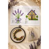 LİVA CRAFT Art & Craft Kanaviçe Seti, Başlangıç Seviye Nakış Kiti, 1.Sınıf Malzemeler, Lavanta ve Ev Şemalı