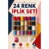 Liva Craft Art&Craft İplik Seti 24 Renk Dikiş İpi, İğne, Yüksük ve İplik Geçirici Dahil Mini Set