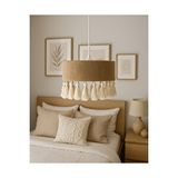 Liva Design7 El Yapımı Jüt İpli Avize / Bohem Püsküllü Avize / Oturma Odası ,salon,yatak Odası,ofis,mutfak,balkon Kahverengi