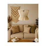 Liva Design7 El Yapımı Krem Pamuk Makrome Bohem Püsküllü Avize / Salon, Yatak Odası ,oturma Odası, Ofis, Balkon