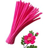 Liva Heryer.ciceklenir 100'LÜ Koyu Pembe Renkli Şönil, Eğitici Şönil Seti, Tüylü Tel, 30 cm 6mm