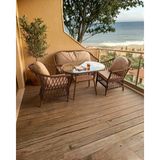 Liva Mini Ikili Rattan Bahçe ve Balkon Oturma Grubu 2-1-1 Kahverengi-Bej Kumaş - Kahverengi - Bej