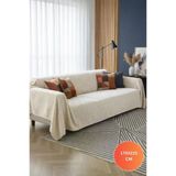 Liva Pelüş Kaymaz Tabanlı Koltuk Örtüsü 170X215 Cm Krem