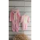 Livadamoda Şapkalı Hayvan Figürlü Peluş Uyku Tulumu - Pembe - 6 Yaş