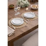 Livadesign7 2'li El Örgüsü Hasır Supla Tabak Altlığı - Kağıt Ip - Amerikan Servis - 30 x 30 - Kahverengi