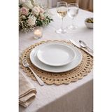 Livadesign7 4'lü El Örgüsü Hasır Supla Tabak Altlığı - Kağıt Ip - Amerikan Servis - 30 x 30 - Kahverengi