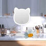 Livava Kedi Led Işıklı Dokunmatik Makyaj Aynası, Beyaz, 27x17