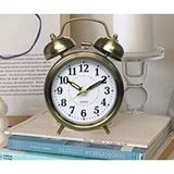 Livava Nostaljik Retro Metal Masa Saati, Sessiz Akar Saniyeli Dekoratif Ofis Saati Bronz, 18x11 Kahverengi