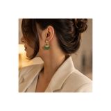 livaz accessories Kadın Çelik Kararmaz Yeşil Yelpaze Küpe