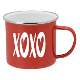 Live It Up! Party Supplies Sevgililer Günü Hediyesi ve Ev Dekoru - XOXO Emaye Kamp Kahve Kupası, 455 ml Teneke Bardak (Kırmızı)