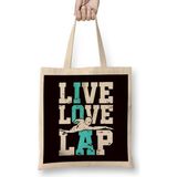 Live Swimming Pool Lap Love Swim Water Sports Swimmer Coach Bez Çanta Uzun Saplı - Açık Bej - 40 X 40