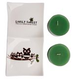 Lively Forest Yeşil Seramik Mumluk Seti 2 Mumlu Dekoratif Hediye Seti