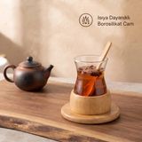 Livenda 18 Parça Bambu Çay Seti - 6 Çay Bardağı - Borosilikat Cam - Renkli