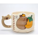 Livenda Capybara Figürlü Yayvan Formlu Porselen Kupa Bardak Alk5044