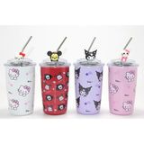 Livenda Sanrio Hello Kitty & Kuromi Figürlü Isı Muhafazalı Metal Pipetli Çelik Kupa LIV428 - Renkli