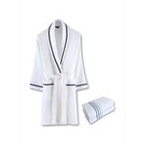 Livenza Beyaz Pamuklu Pike Unisex Bornoz Havlu Seti
