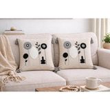 Livera Home Modern Punch Işlemeli 2'li Kırlent Kılıfı Dekoratif (43X43CM) - 43 x 43 cm - Gri - Beyaz - Siyah