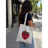 Livera Home Punch Işlemeli Bez Çanta, Omuz Çantası, Tote Bag (40X40CM) - Beyaz - Kırmızı - Yeşil