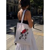 Livera Home Punch Işlemeli Bez Çanta, Omuz Çantası, Tote Bag (40X40CM) - Beyaz - Yeşil