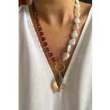 Liveyn Design Barok Inci Kristal Uçlu Uzun Kolye