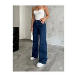 Livik Adelina Likralı 90's Kadın Koyu Mavi Süper Yüksek Bel Salaş Paça Denim Kot Palazzo Pantolon