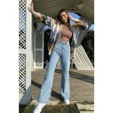 Livik Albert Kadın Mavi Kar Yıkama Süper Yüksek Bel Likralı Bol Paça Denim Kot Pantolon - 26