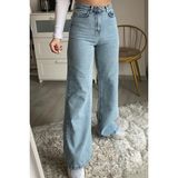 Livik Albert Kadın Mavi Kar Yıkama Süper Yüksek Bel Likralı Bol Paça Denim Kot Pantolon - 33