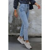 Livik Castua Kar Yıkama Kadın Likralı Yüksek Bel Denim Boyfriend Kot Pantolon