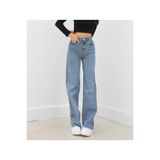 Livik Linda Likralı 90's Kadın Mavi Kar Süper Yüksek Bel Salaş Paça Denim Kot Palazzo Pantolon