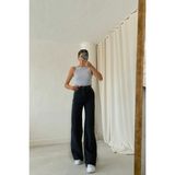 Livik Saudade Siyah Likralı Süper Yüksek Bel Wide Leg Jean Salaş Geniş Paça Kot Pantolon - 34