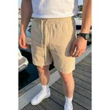 Livio Ferri Dulas Keten Erkek Şort Rahat Kalıp Basic - 2XL - Bej