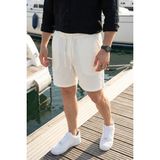 Livio Ferri Dulas Keten Erkek Şort Rahat Kalıp Basic - 2XL - Beyaz